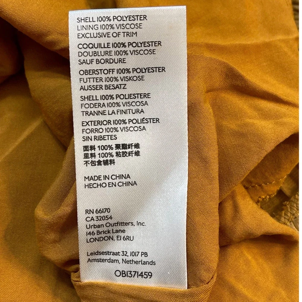 Anthropologie Women’s Sz 12 Ruched Tiered Midi Pleated Satin Slip Dress Gold NEW - Picture 12 of 12